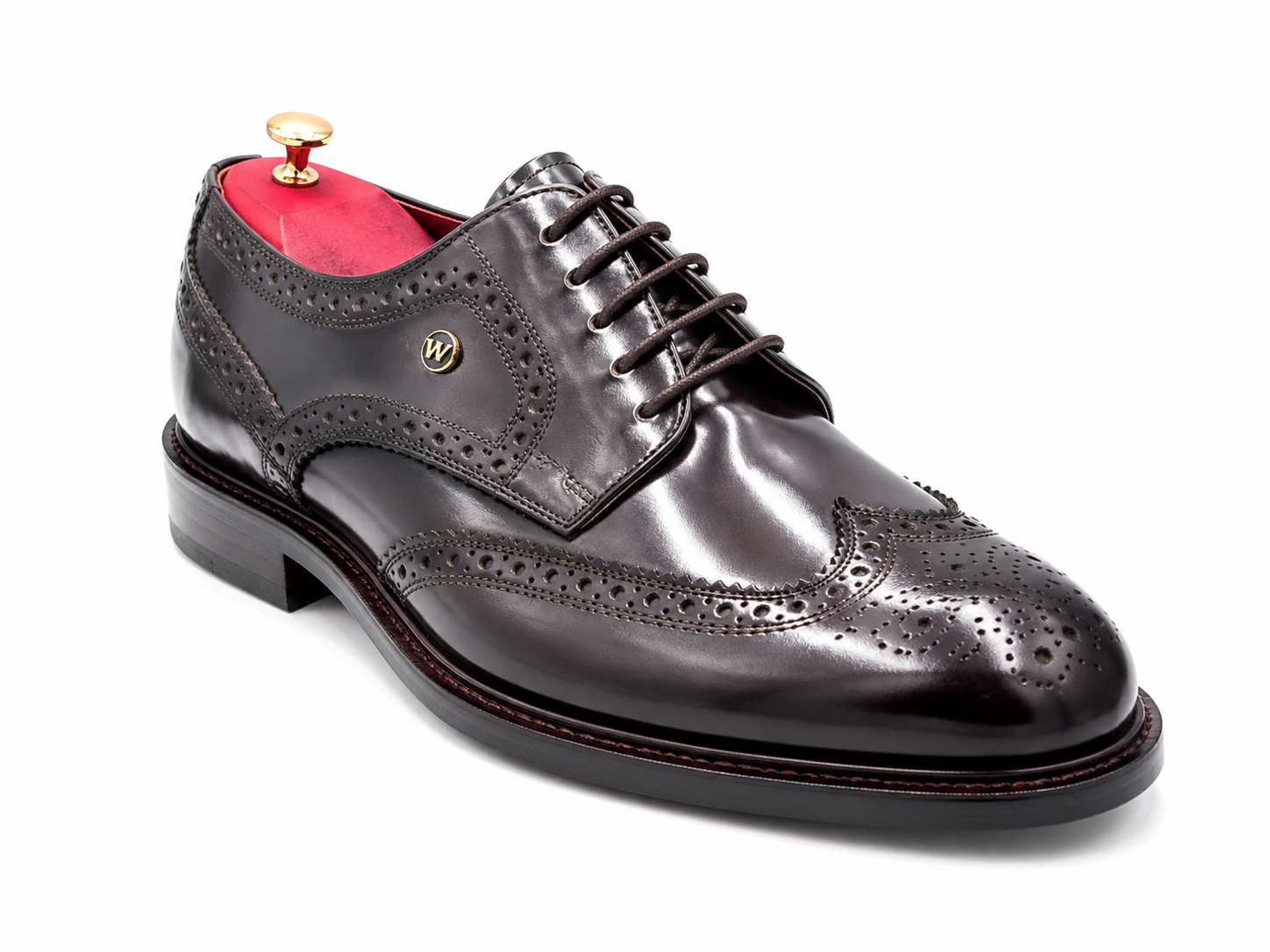 Oscar William Royal Long Wing Brogues – High Shine Brown