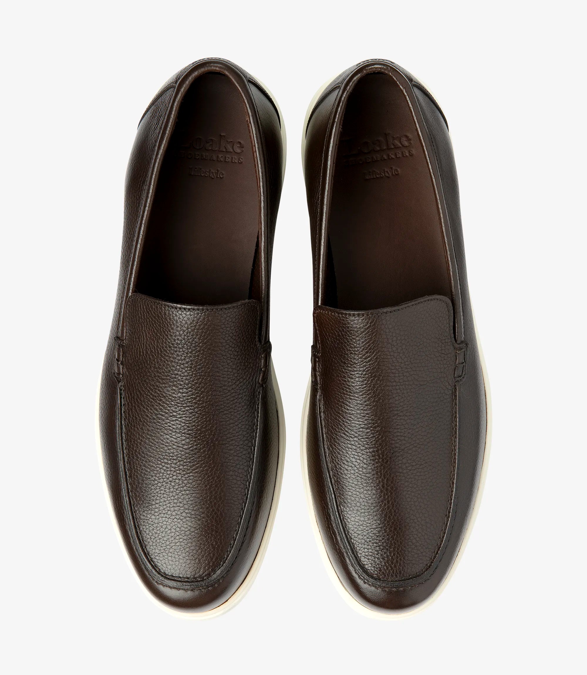 Loake Tuscany Black Grain Leather Loafers Top View