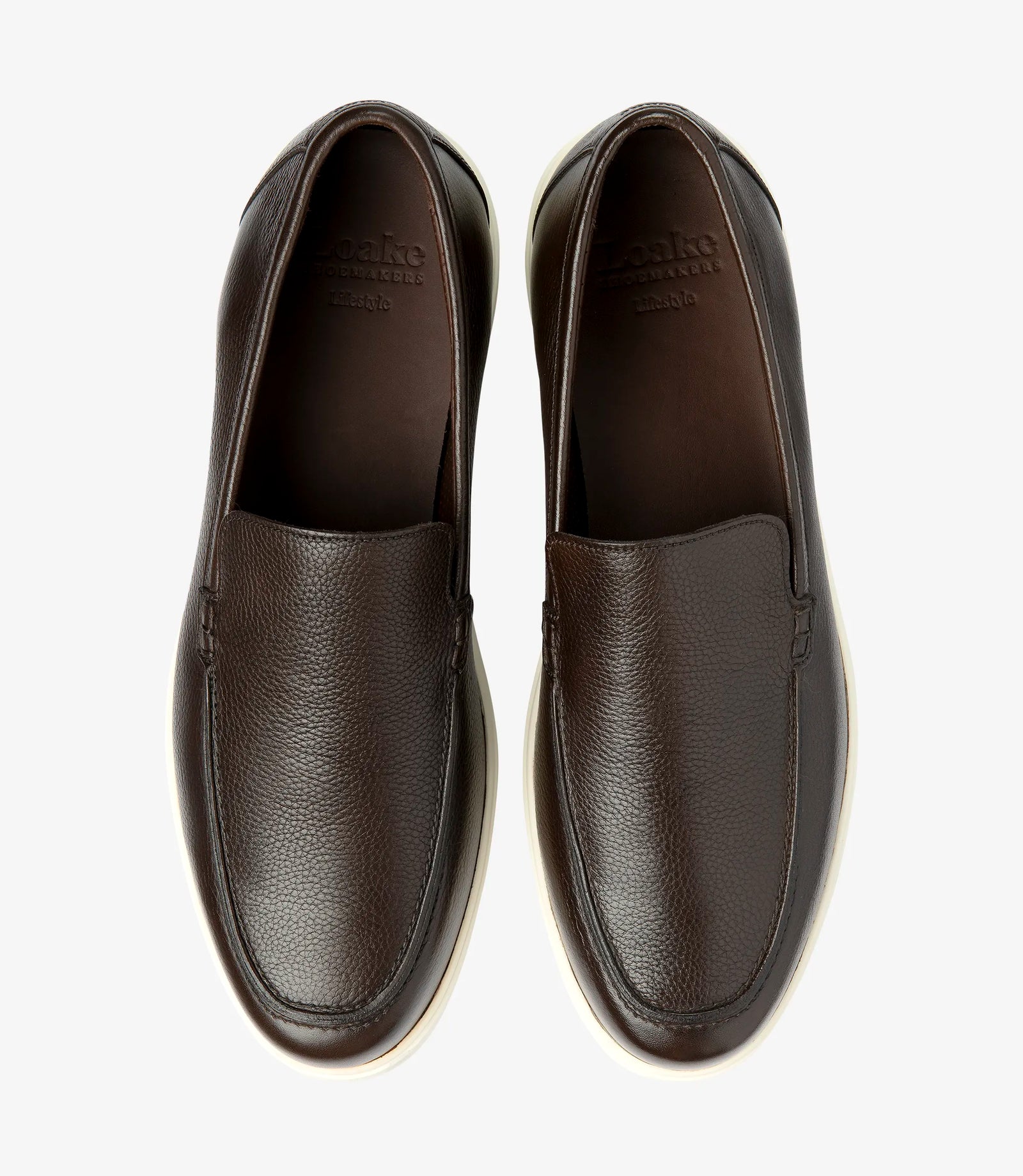 Loake Tuscany Black Grain Leather Loafers Top View