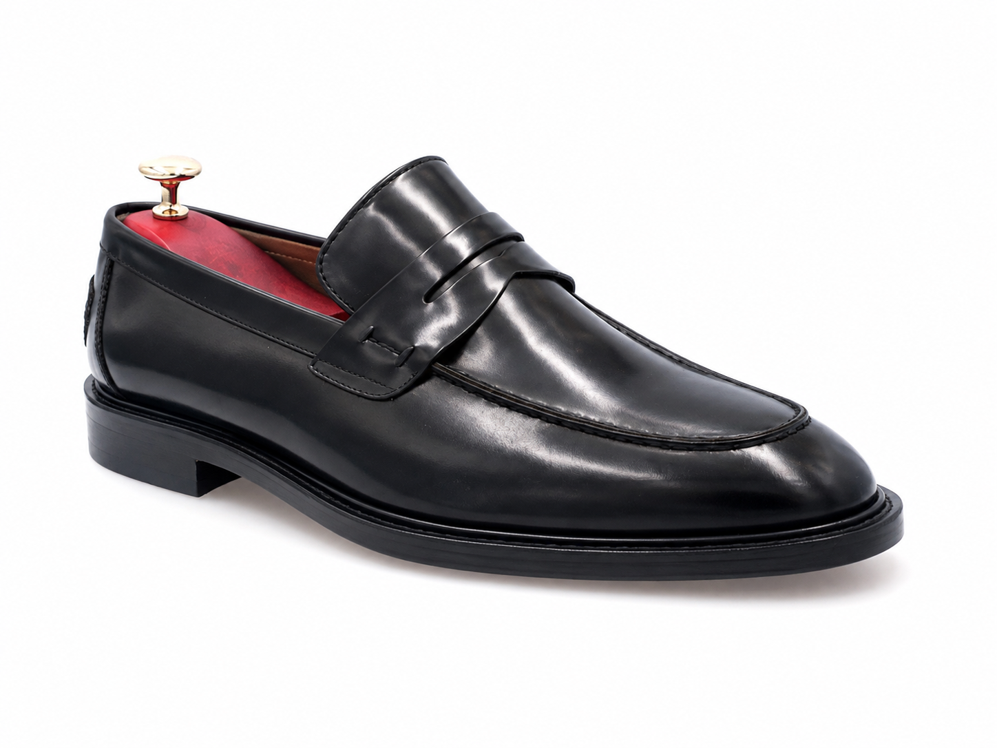 Oscar William High Shine Black Penny Loafers